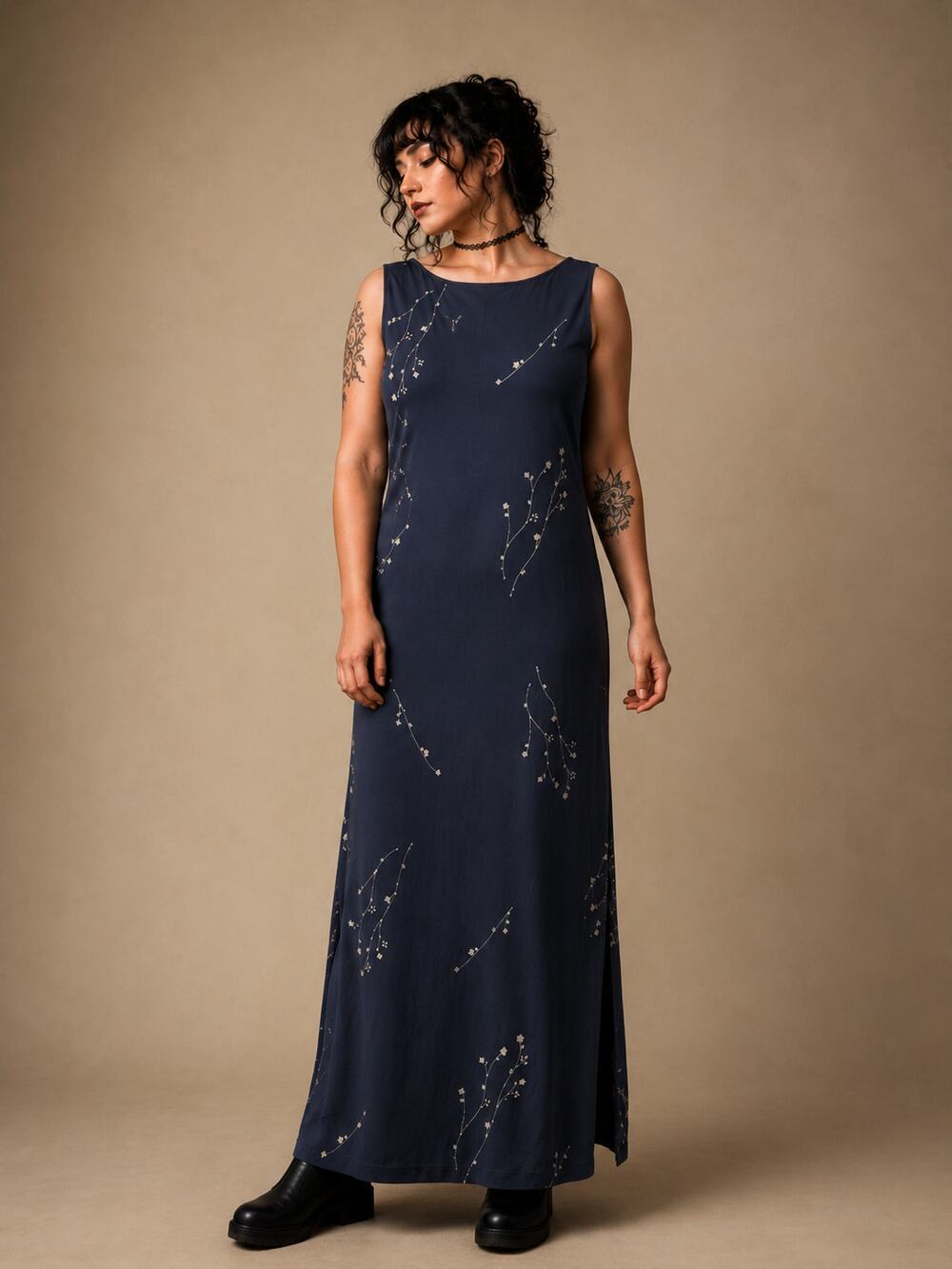 Lord & Taylor Black Floral Bias Cut Maxi Dress Large Whimsigoth
